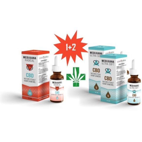 MEDIJUANA RADICAL <> CBD-Öl <> 30% CBD (10 ml) <> GRATIS !! > + 2 Stk. MEDIJUANA ULTRASOFT CBD-Öl (10ml)